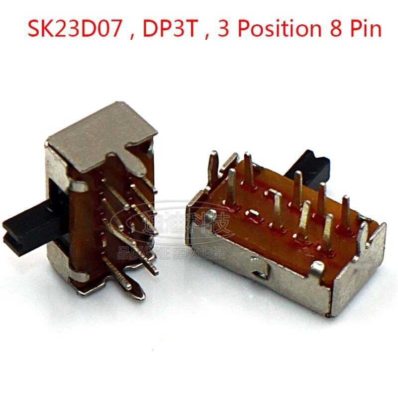 Slide Switch DP3T 2P3T ON-ON-ON 3 Position 8 Pin PCB Panel Microswitch Switch