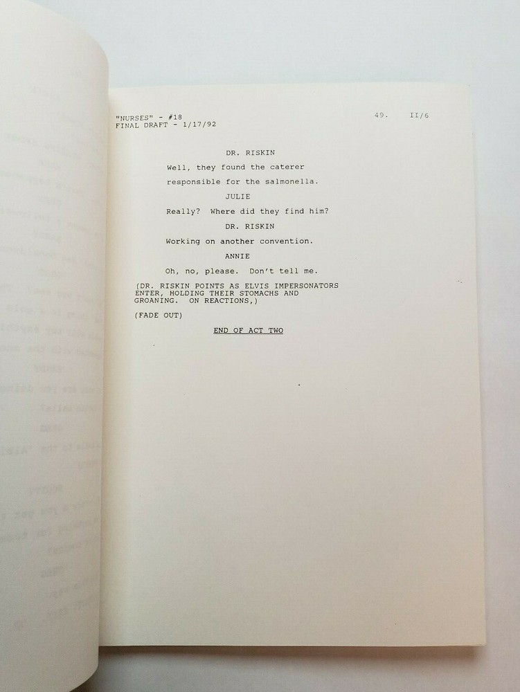 NURSES / Mitchell Hurwitz 1994 TV Show Script, Stephanie Hodge "Eat Something"
