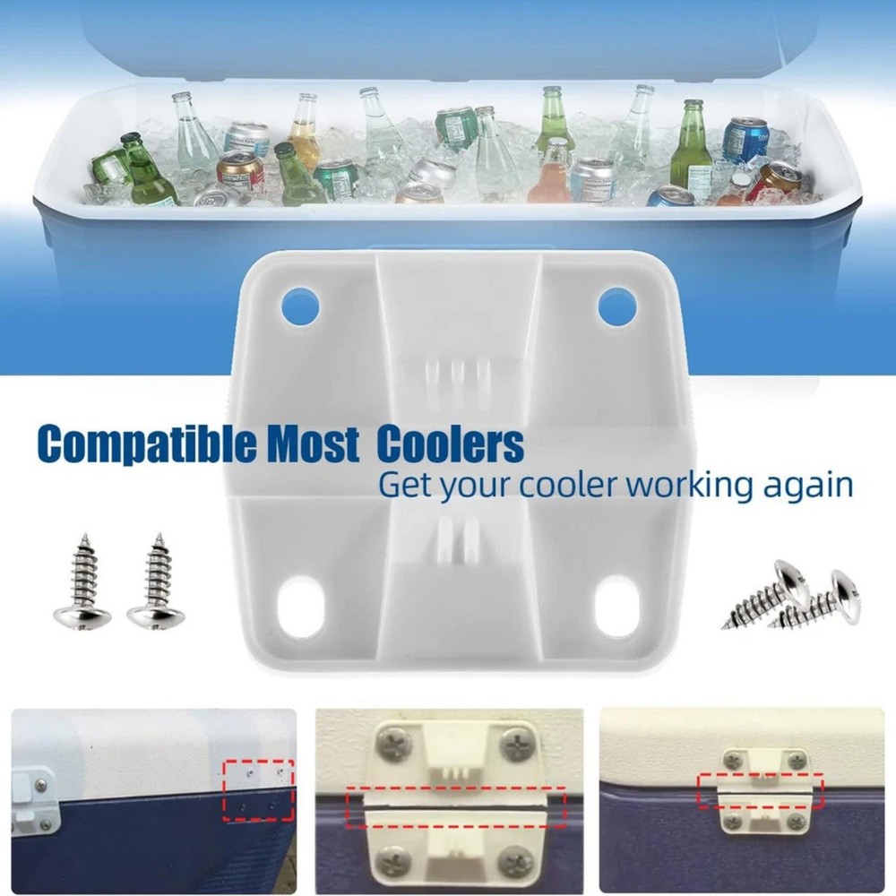 4PC Complete Cooler Lid Hinge Repair Kit Replacement Durable White For Coleman
