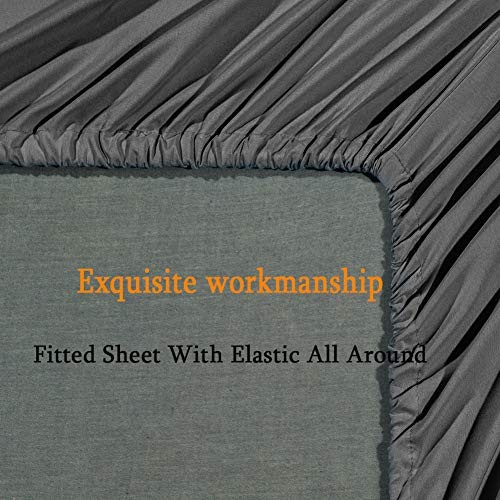 Bed Sheet Set Super Soft Microfiber 1800 Thread Count Luxury Queen Dark Grey