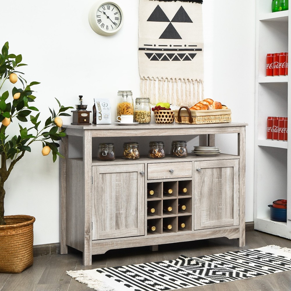 Buffet Server Sideboard Wine Cabinet Console Table w/Adjustable Shelf Home Grey