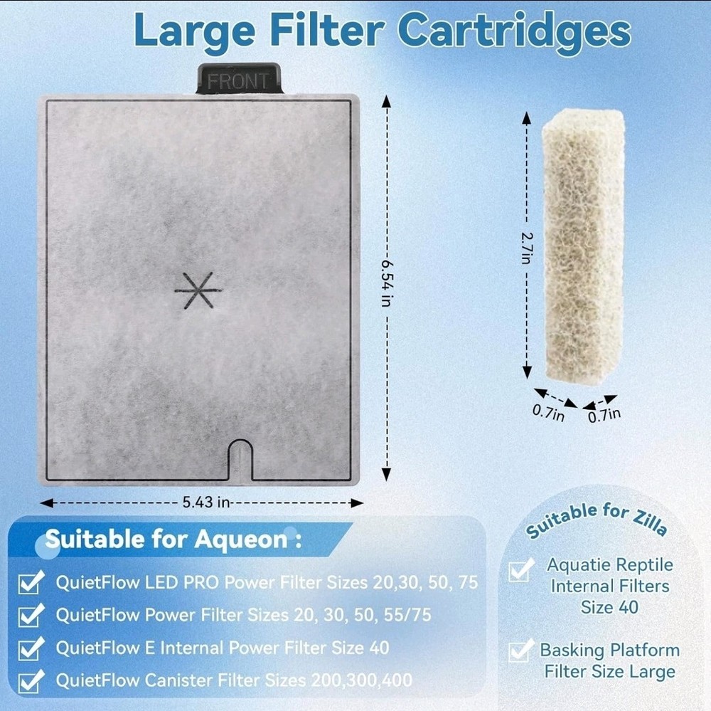 Large Replacement Filter Cartridges for Aqueon - 16 Pack