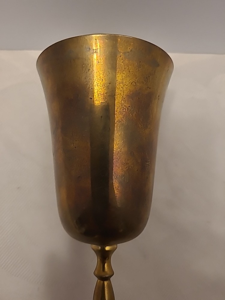 E.P. Brass Silverplate India Wine Goblet 7 1/2" H