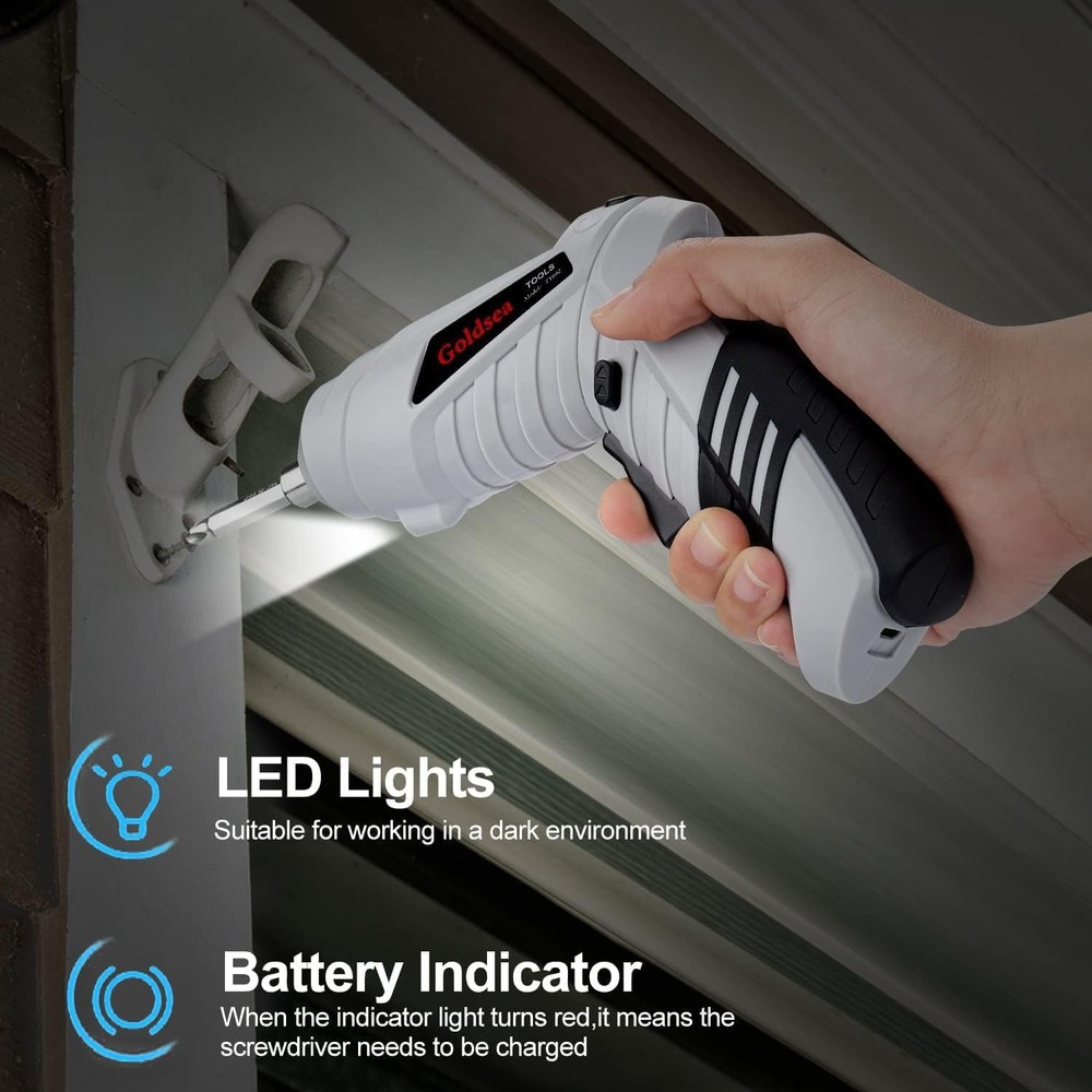 Cordless Electric Screwdriver 4.2V with Adjustable Handle & 10 Magnetic Bits