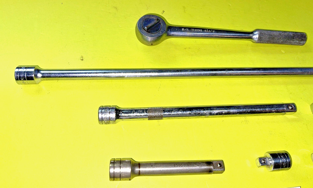 S-K TOOLS TOOLS 7 PIECE 1/2 DRIVE RATCHET & 4 EXTENSIONS + UNI, ADAPTOR