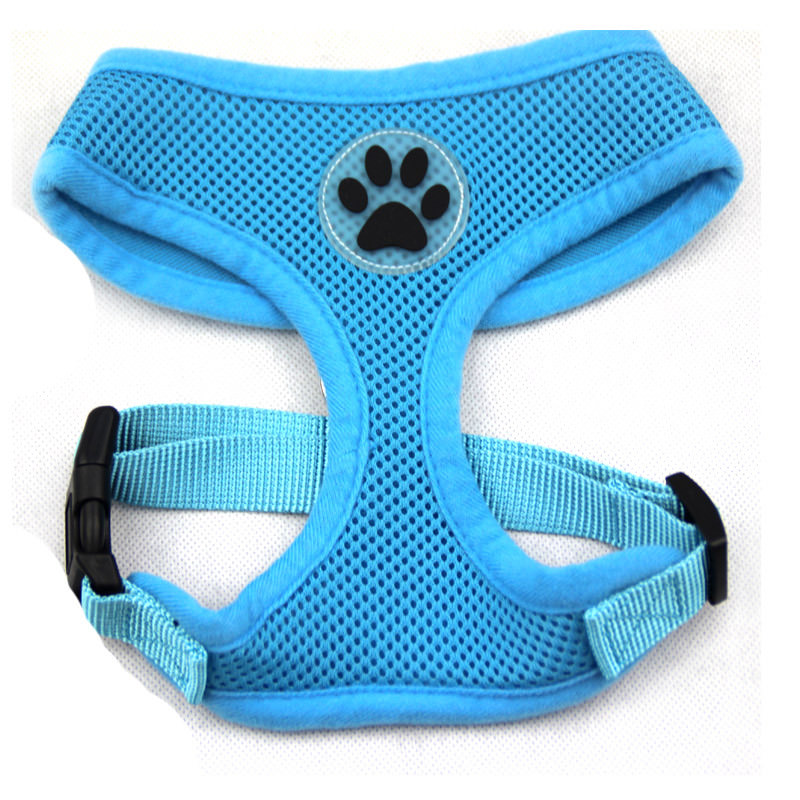 Dog Mesh Harness No Pull Adjustable Soft Breathable Mesh Paw Design XS S M L