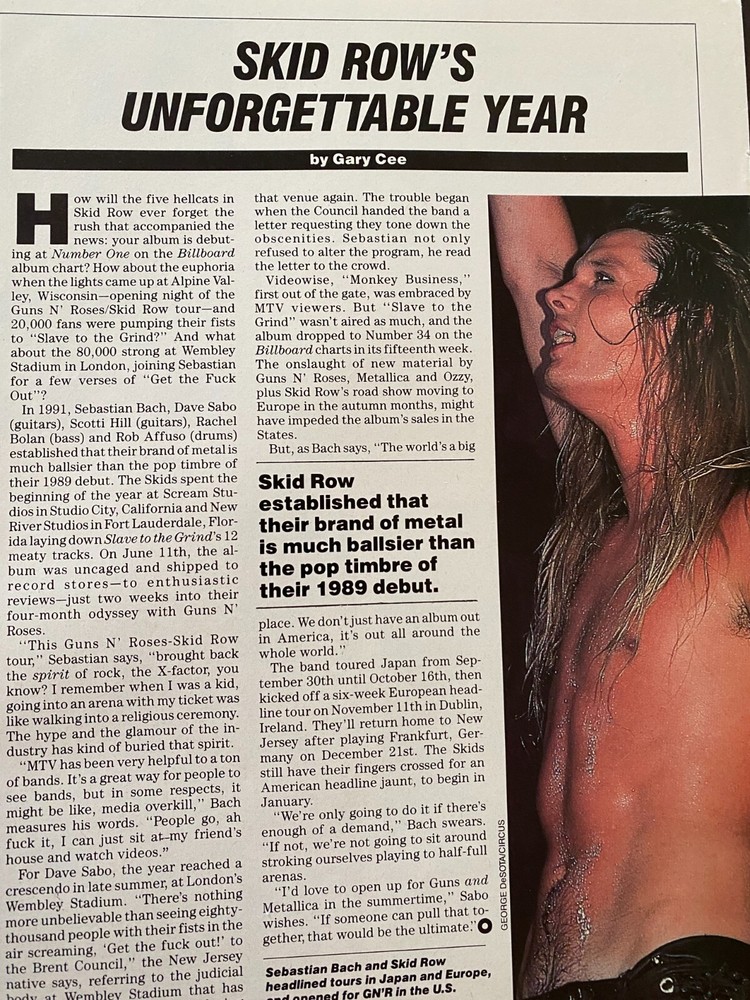 Skid Row, Full Page Vintage Clipping