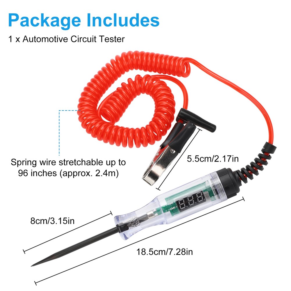 Automotive Digital Circuit Tester 5-90V LED Test Light Probe Car Electrical Tool