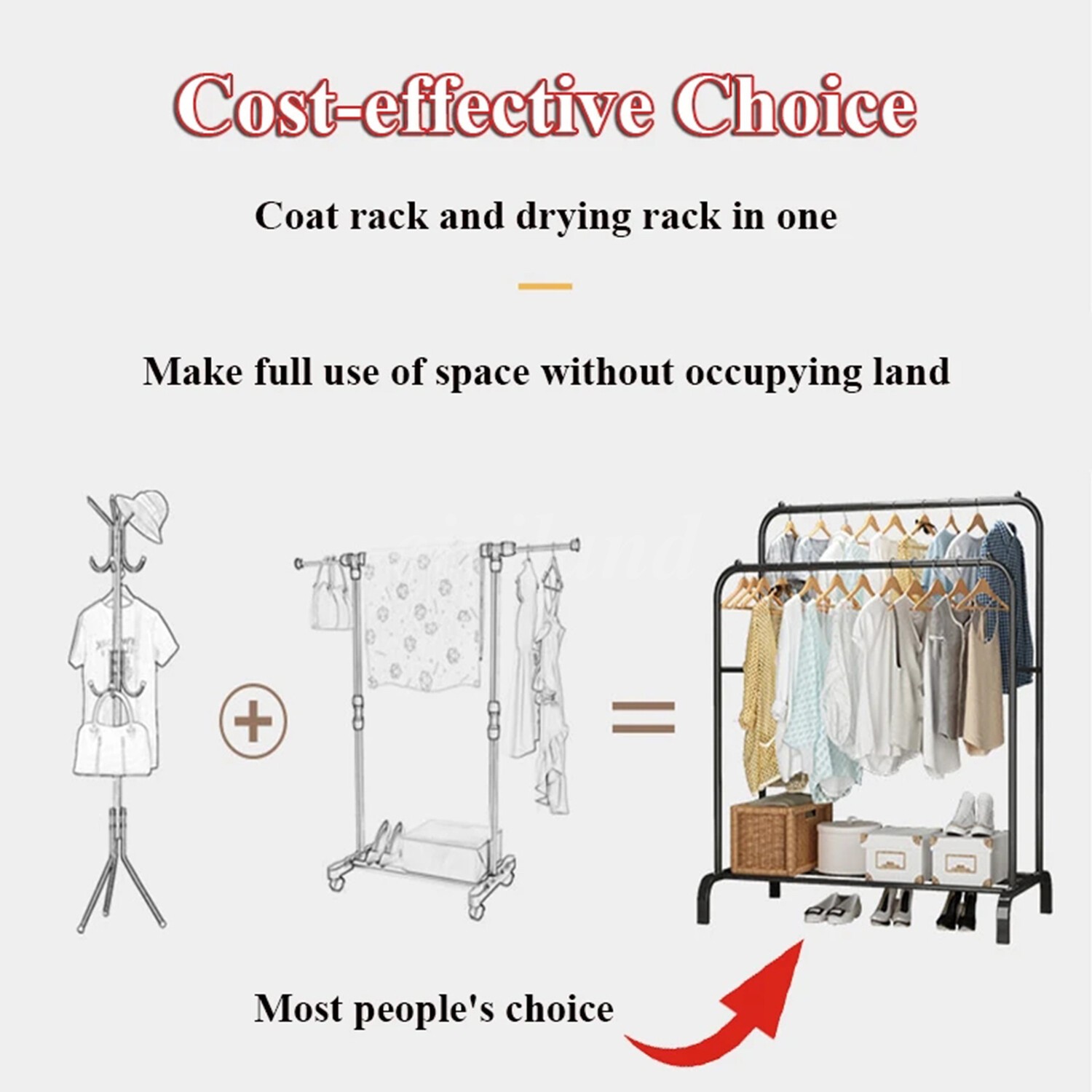 Heavy Duty Clothing Garment Rack Rolling Double Rails Clothes Organizer Hanger