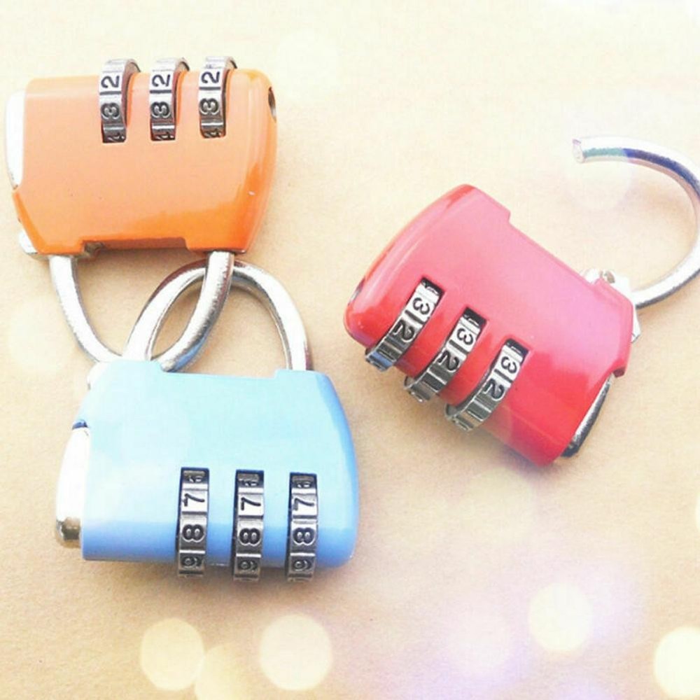Travel Luggage Padlock Mini 3 Digit Combination Suitcase Security Cable Lock E