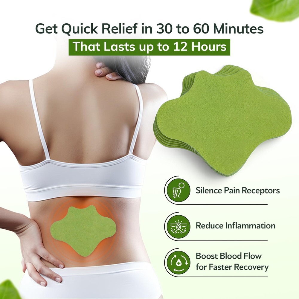 FlexiBack Warming Herbal Back Pain Patches with 12Hour Extra Strength & Adhes...