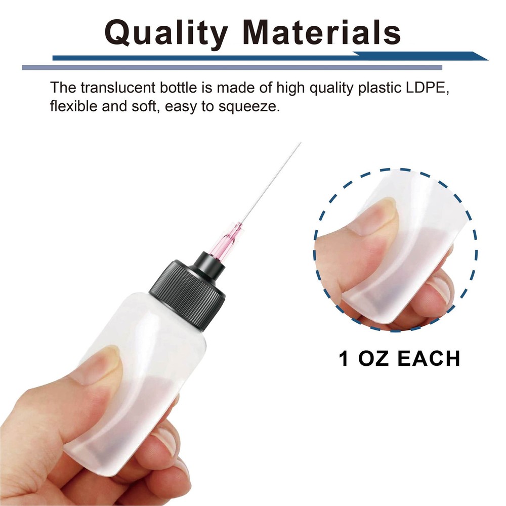1oz Precision Squeeze Bottles 5 PCS LDPE Oiler with 1.5" Needle Tip