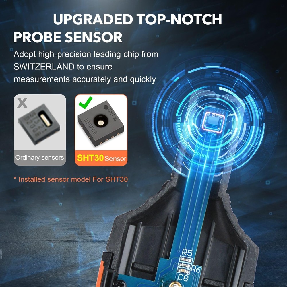 INSTRODOTS Temperature Humidity Meter, High Precision TH10, Orange