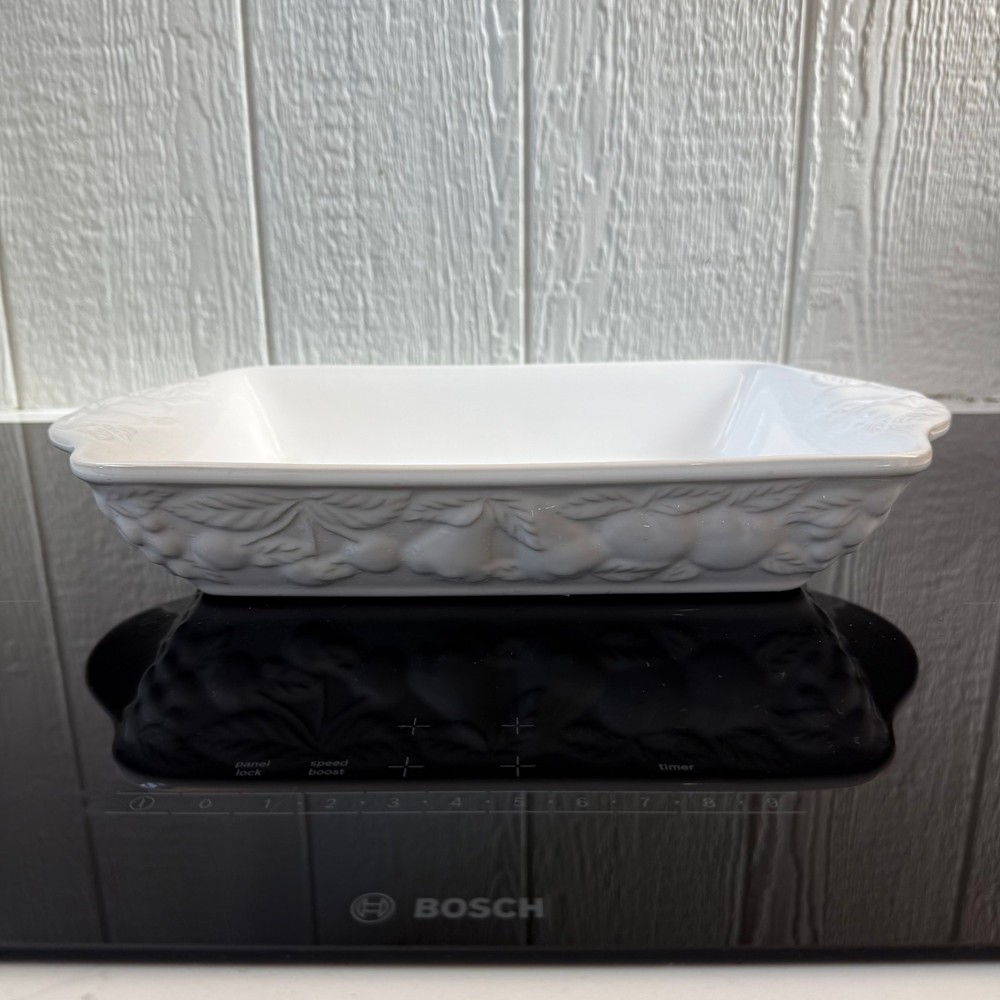 Eurosecla Portugal Embossed Fruit Pattern Rectangular Baking Dish Handles