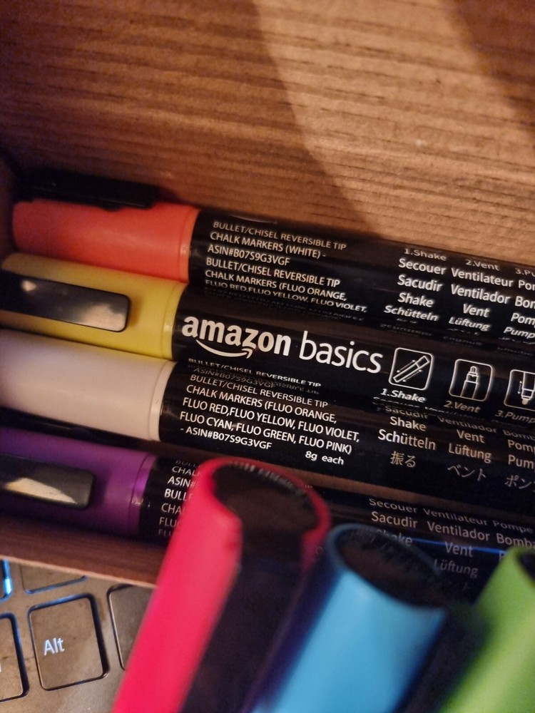 Bullet/Chisel Reversible Tip Chalk Markers, Bold Point, 8 Pack, Bright Colors