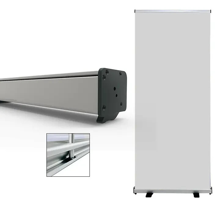 Retractable Banner Stands 33″x 80″ SILVER (Hardware only) black side