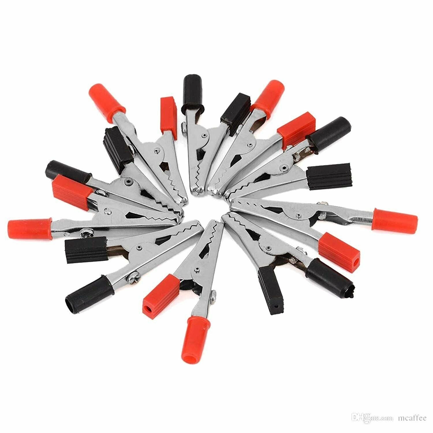 Bulk 10 Pcs Electrical Test Clamps Red Black Handle Metal Alligator Clips Tool