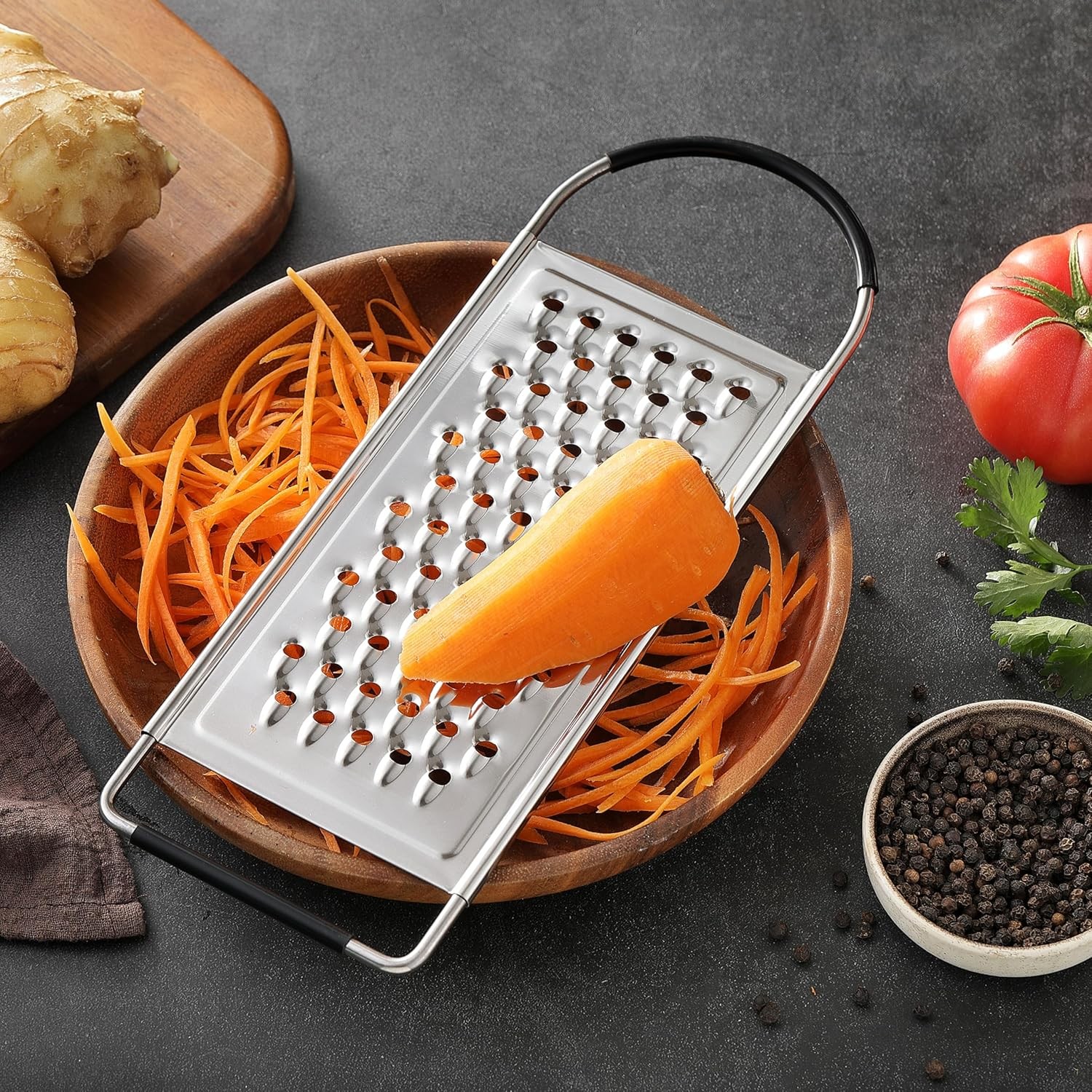 Cheese Grater Handheld, HIA Flat Coarse Stainless Steel Graters for Silver