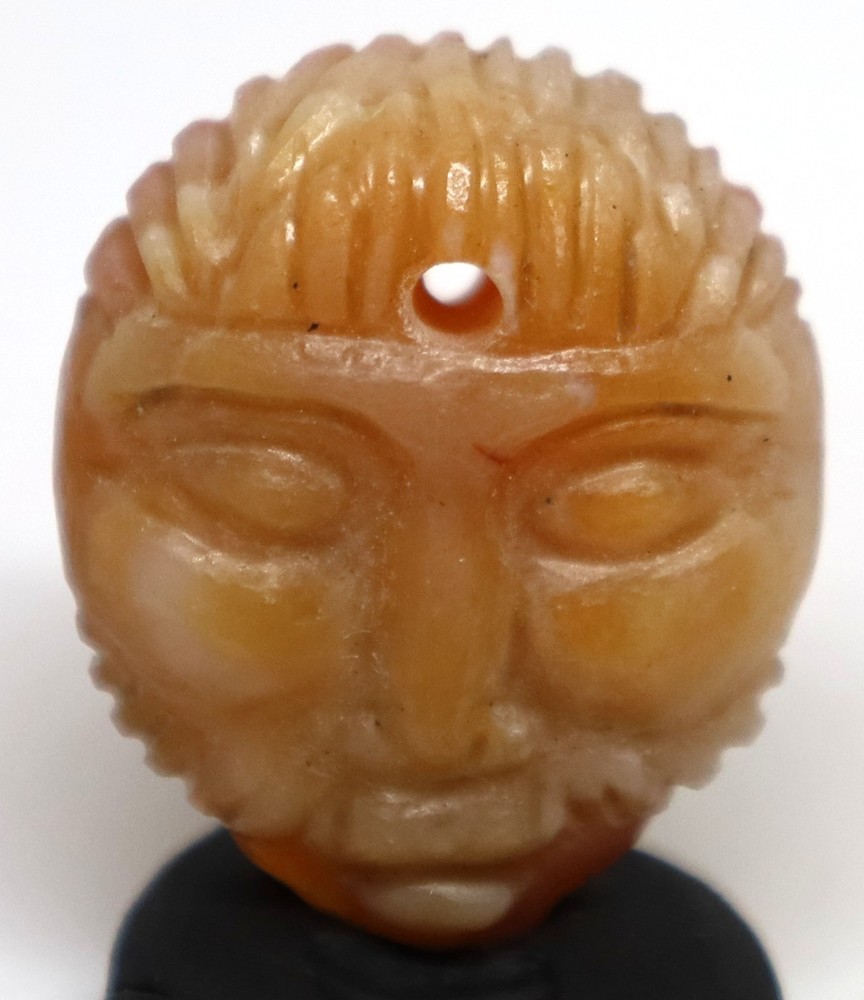 Ancient Carved Healing Carnelian Agate Man face Bead