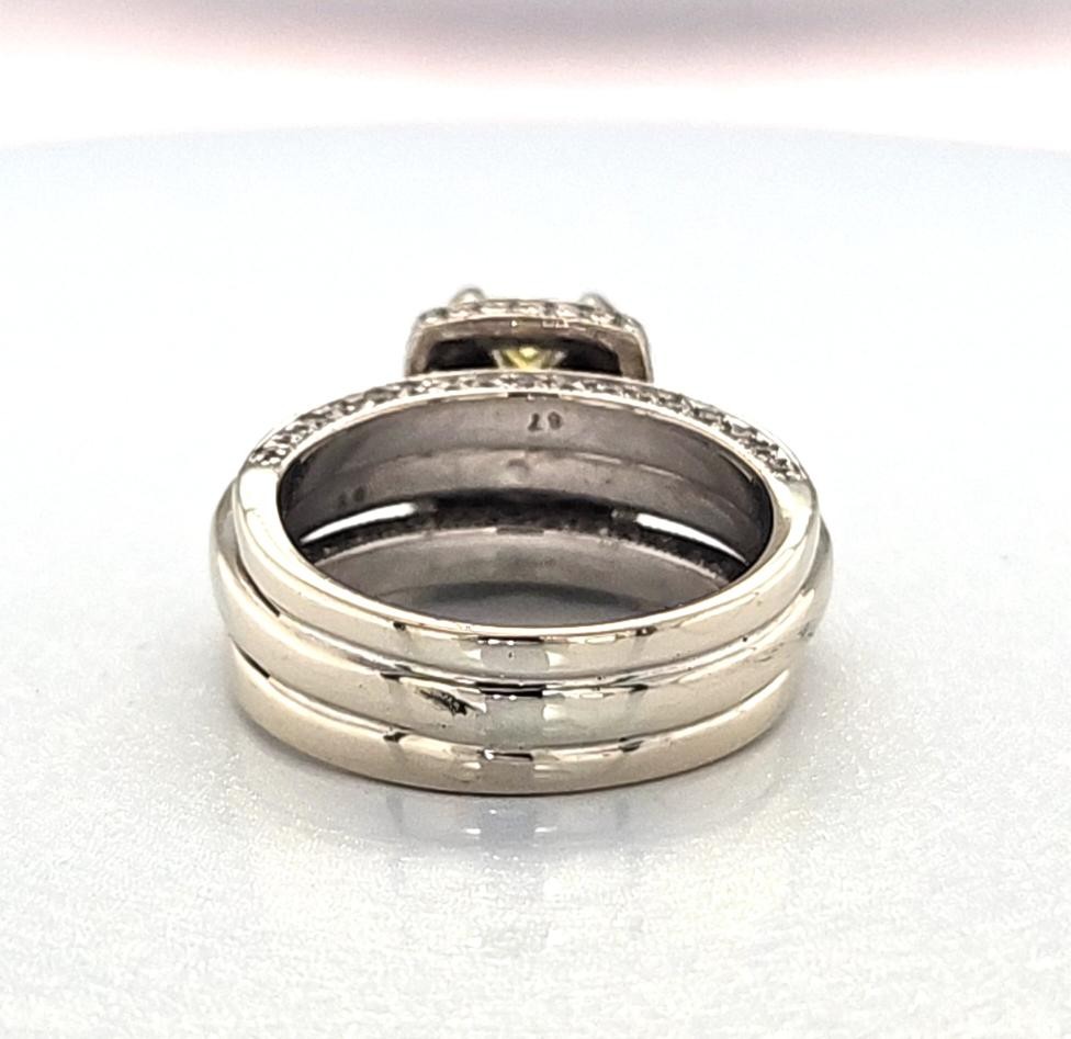 14K White Gold Fancy Yellow Approx. 1CT Princess Diamond With Halo W (MAC000218)