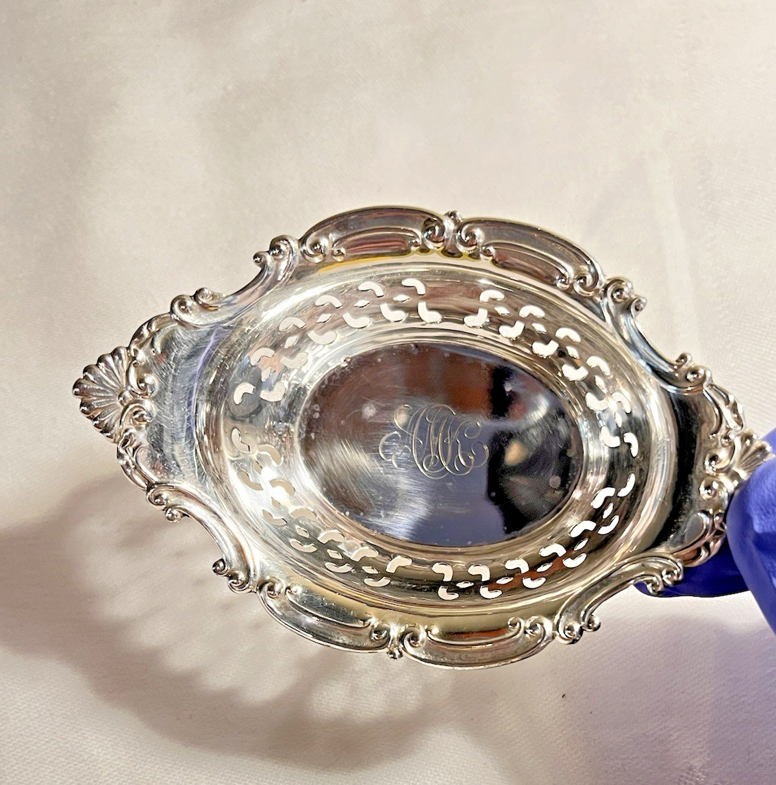 ONE Gorham Sterling Silver Nut Dish 23.5 Gr W/Mono. 3-3/4" X 2-1/2". A 4780