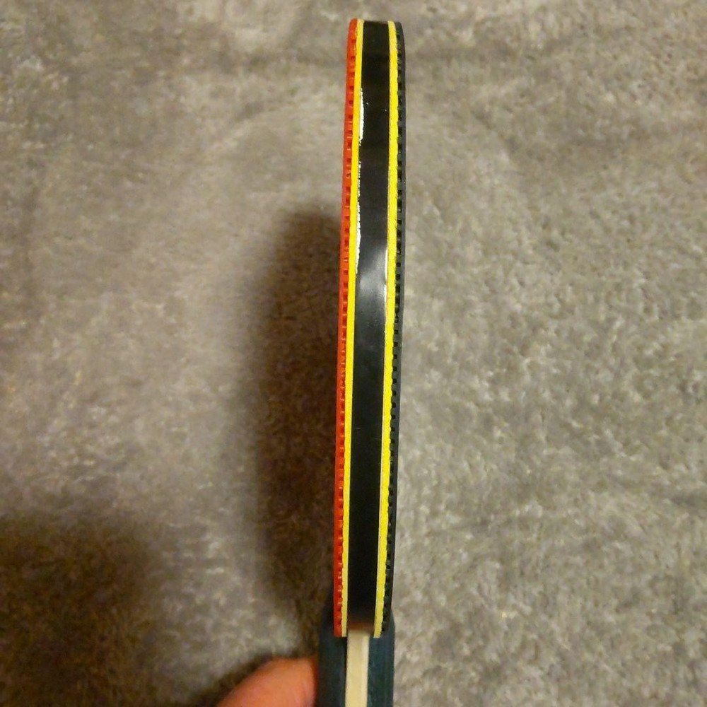 VICTAS BASIC RUBBER BLACK Table Tennis Racket Orange Black Used