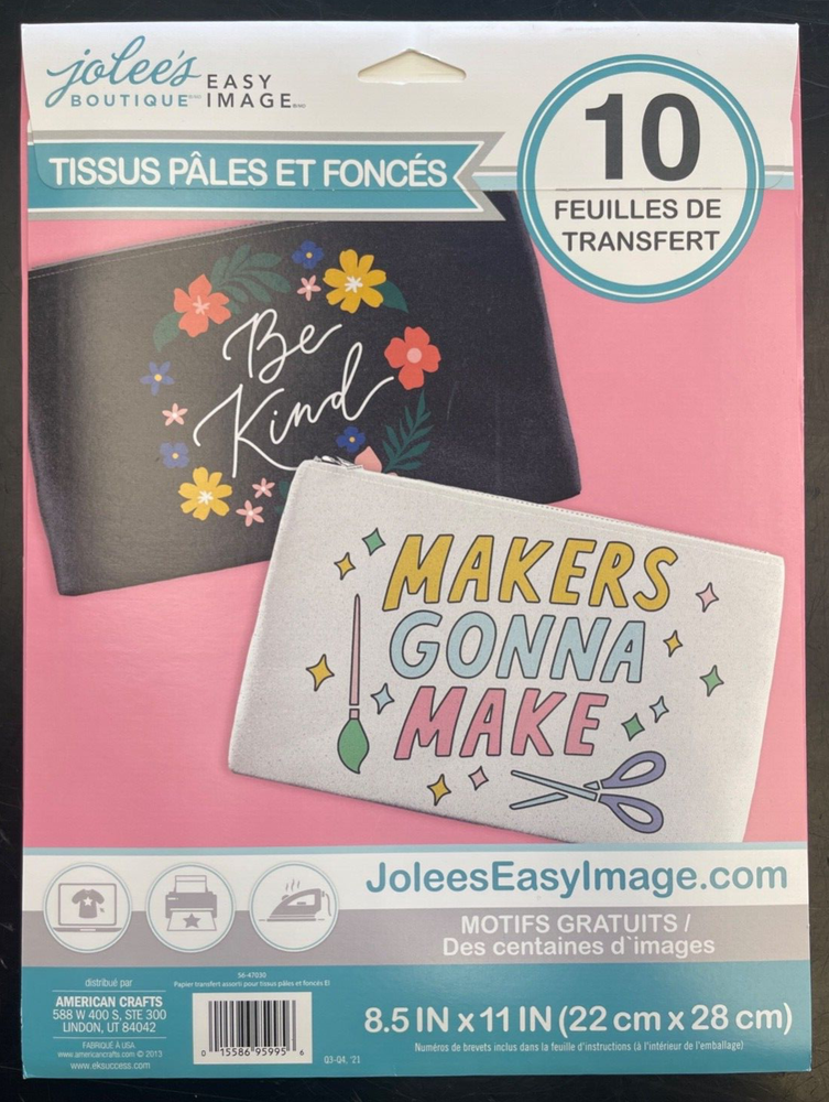 Jolee's Easy Image Transfer Sheets 8.5"X11" 10/Pkg-For Light & Dark Fabrics