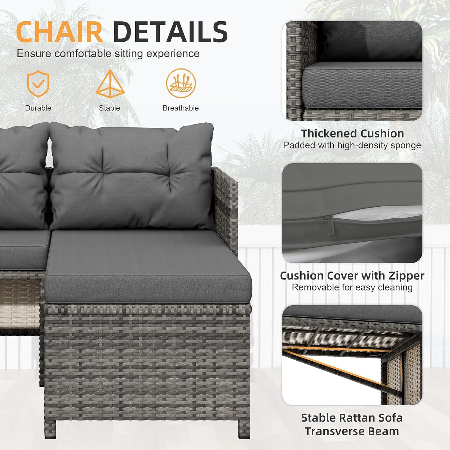 3-Piece Outdoor Patio Furniture Sets, Wicker Patio Conversation Sets, All Weathe