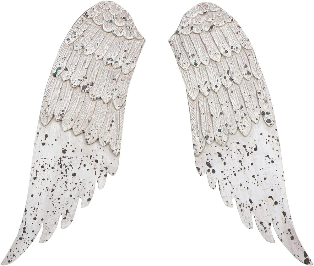 Small Decorative Angel Wings in Distressed Grey