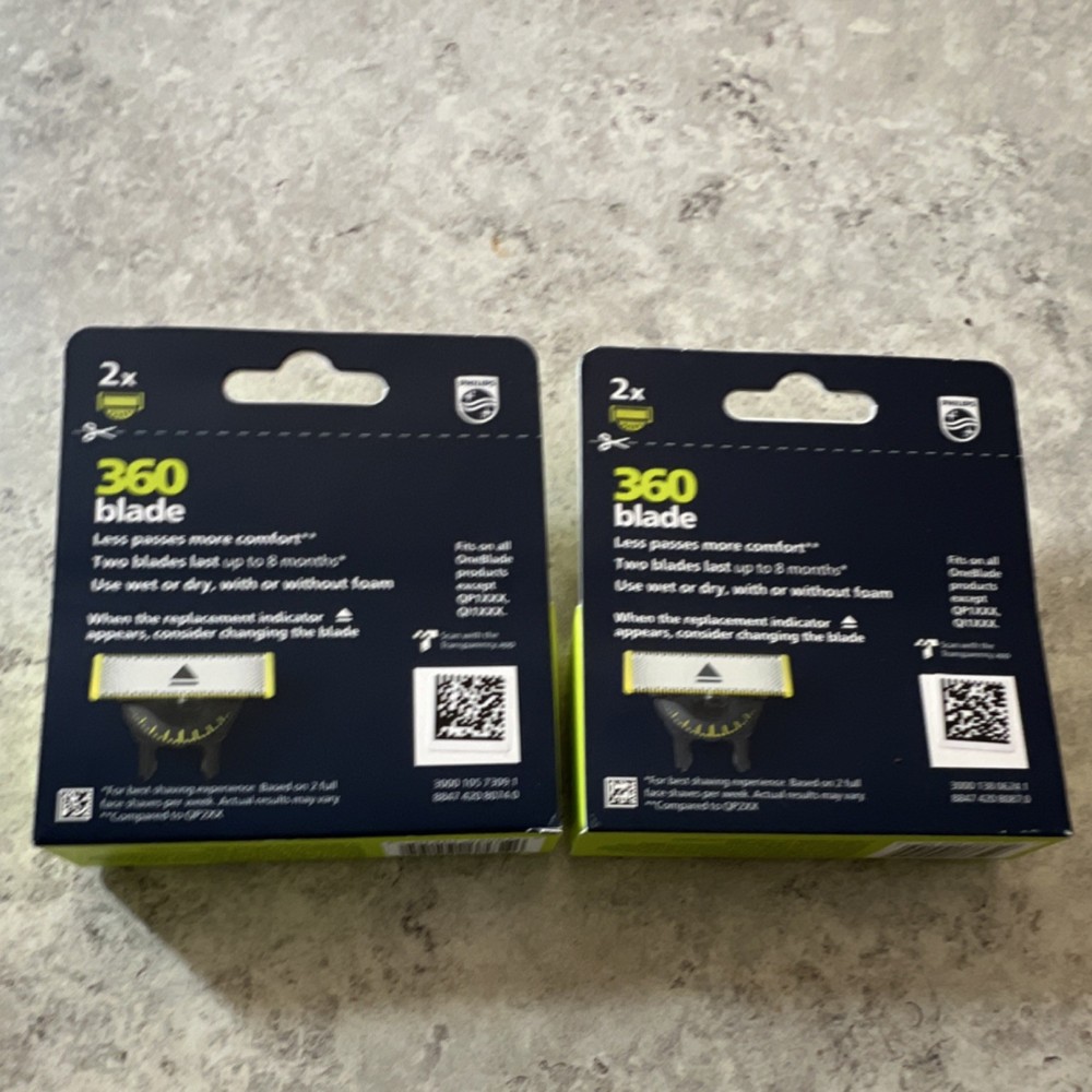 2X Philips Norelco OneBlade 360 Replacement Blades Silver 2 Pack