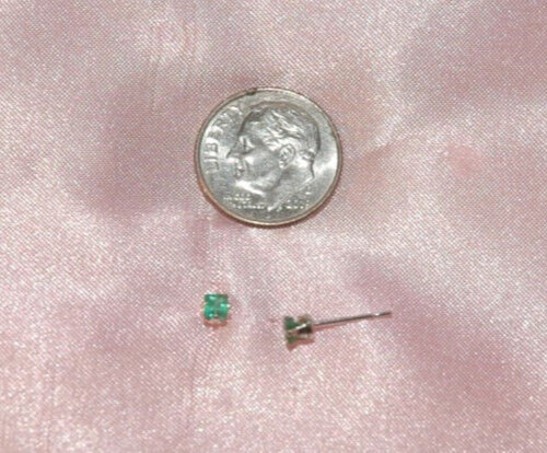 3MMSQUARE EMERALD STUD EARRINGS IN STERLING SILVER app. .30 ct.