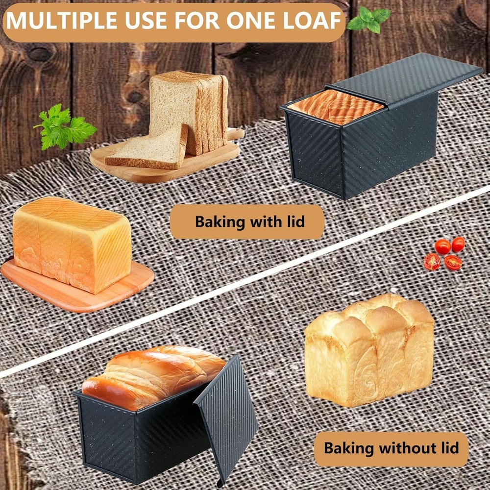 2.2lb & 1lb Nonstick Pullman Loaf Pan Set - Oven Safe & Easy Clean