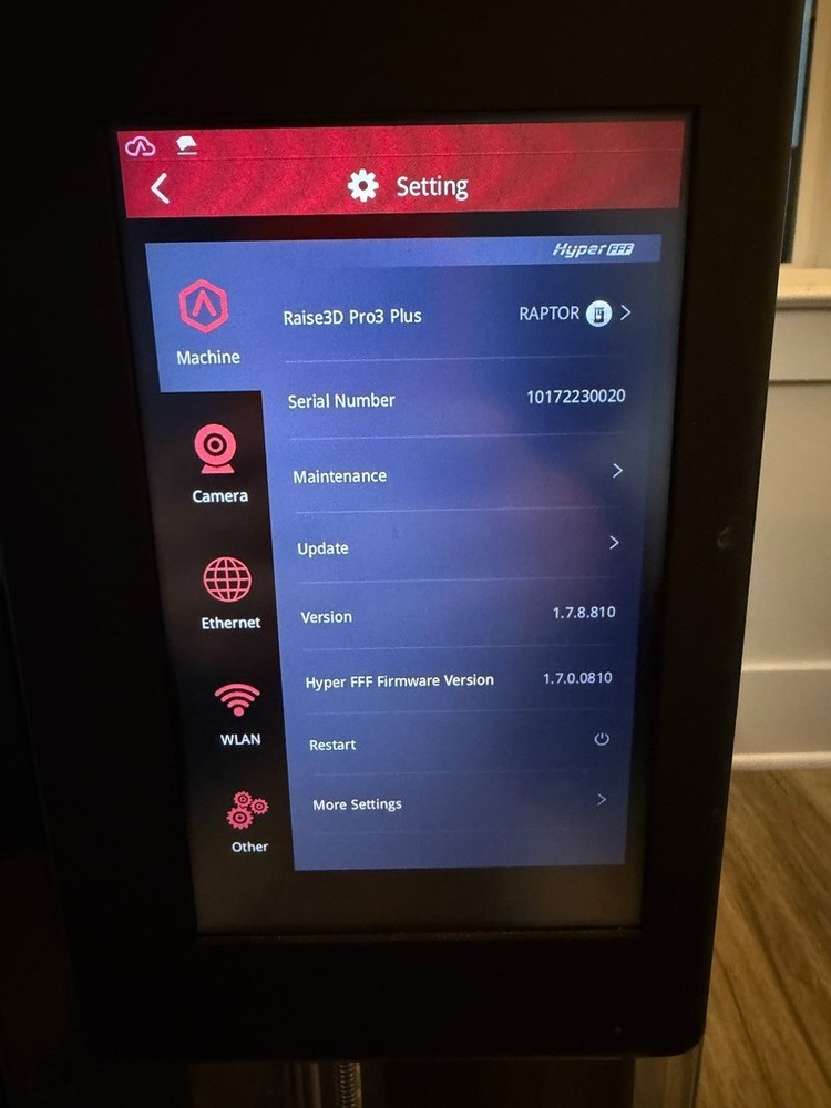 Raise3D pro3 Plus with Hyper-Speed Update and Accessories - Low Hours