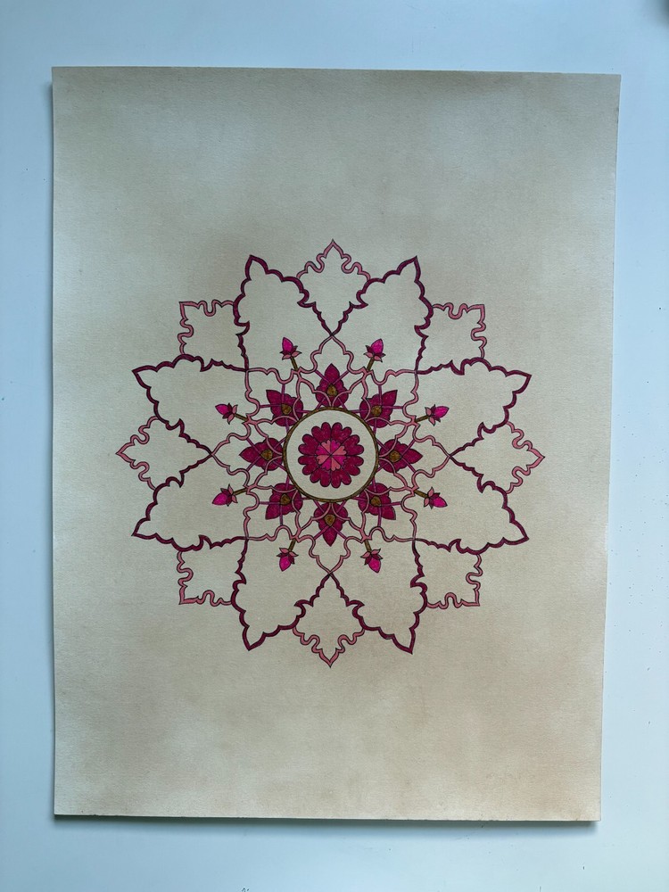 Original Art-Drawing-Circular Pattern-Rosette-Mandala -9" x 12" A4 - Artwork