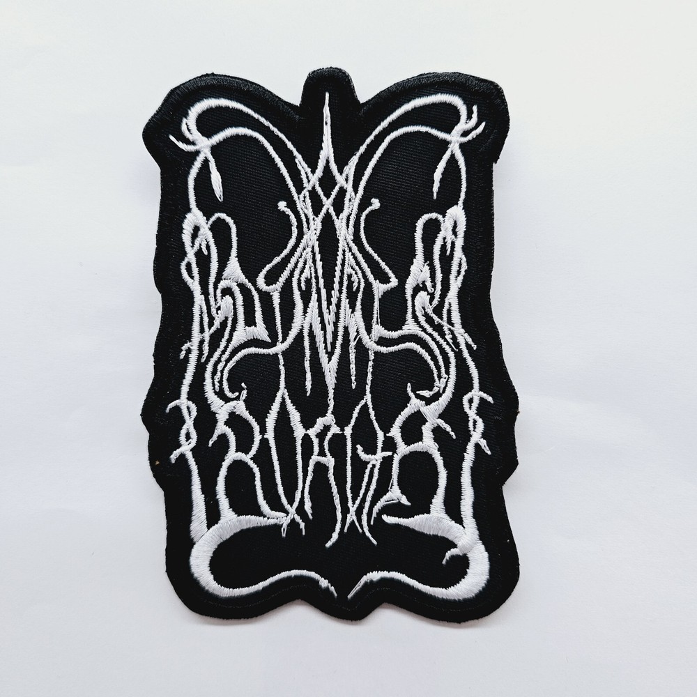 Dimmu Borgir  White Logo Shaped EMBROIDERED PATCH