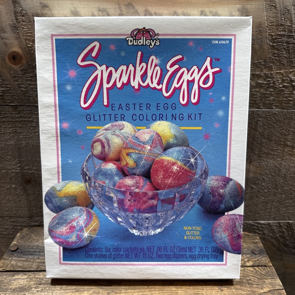 Vintage 1992 Easter Dudley's Sparkle Eggs Kit Glitter Coloring Dye Kit