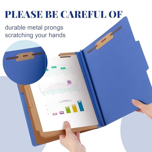 Pcs Classification Folders Letter Size, 3 Divider Pressboard File 48 Dark Blue