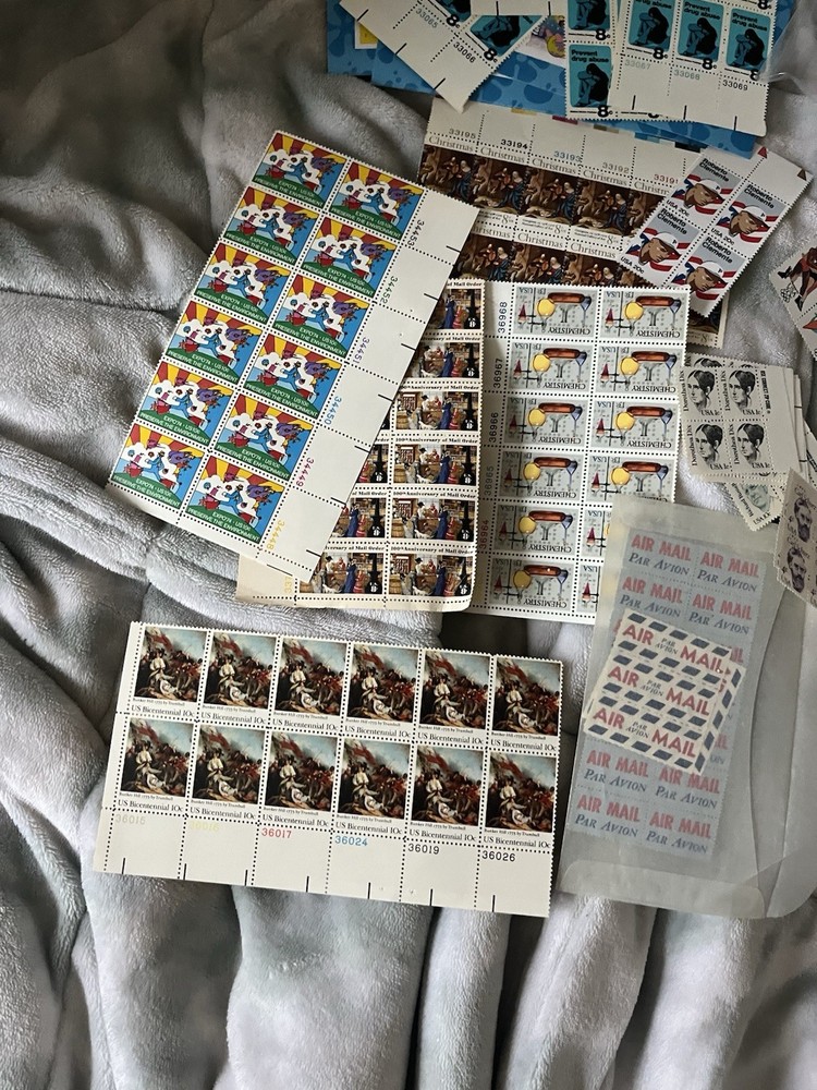 Vintage US Mint stamp Postage Lot face value $150+ sheets partial rolls