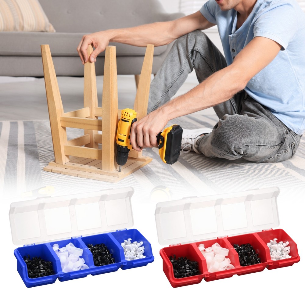 2pcs Screw Organizer Box Plastic Hardware Toolbox with Locks & Compartments