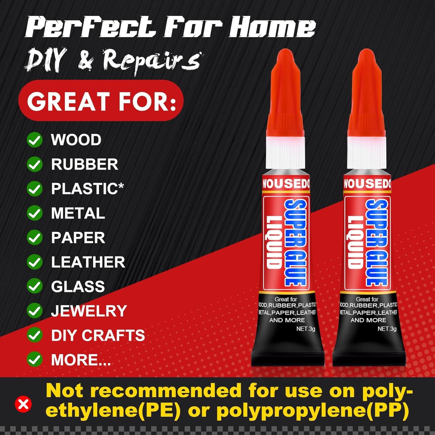 Super Glue Clear Liquid Strong Adhesive Fast Drying Cyanoacrylate Glue - 12 Pack