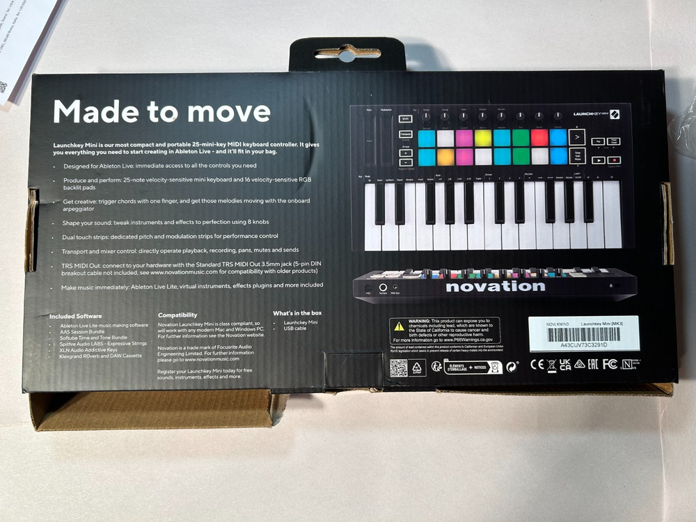 Novation Launchkey Mini MK3 MIDI Controller w/ Box & Accessories