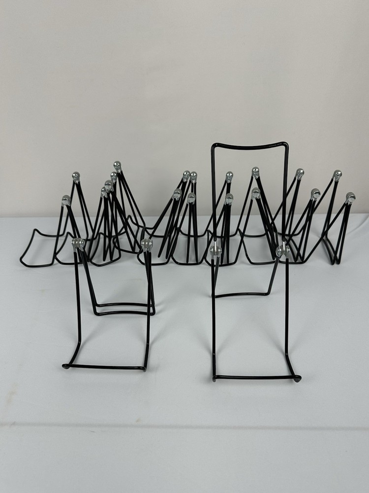 11 Pack Adjustable Wire Display Easels, Foldable Picture Frame Stand, Black