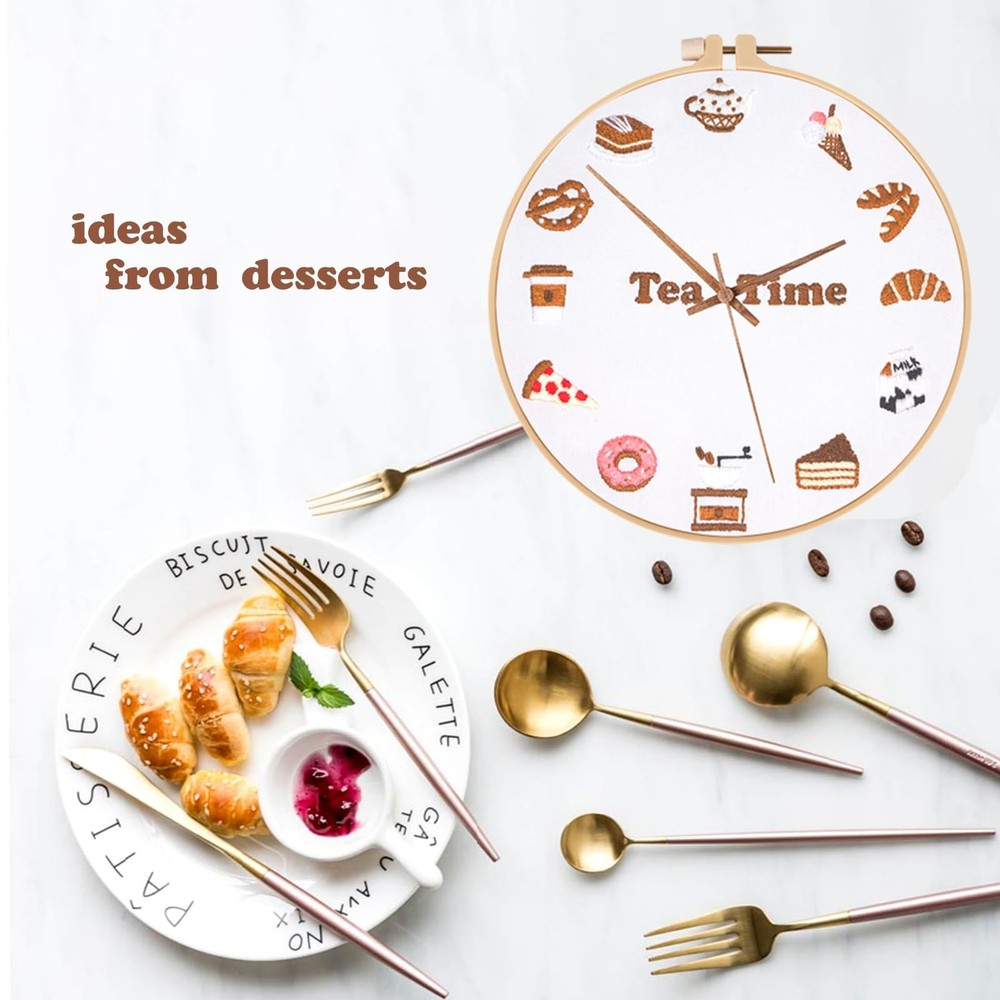 Topapfo Advanced Embroidery Kit with Beginner Tutorials, 9.5 inches, tea time