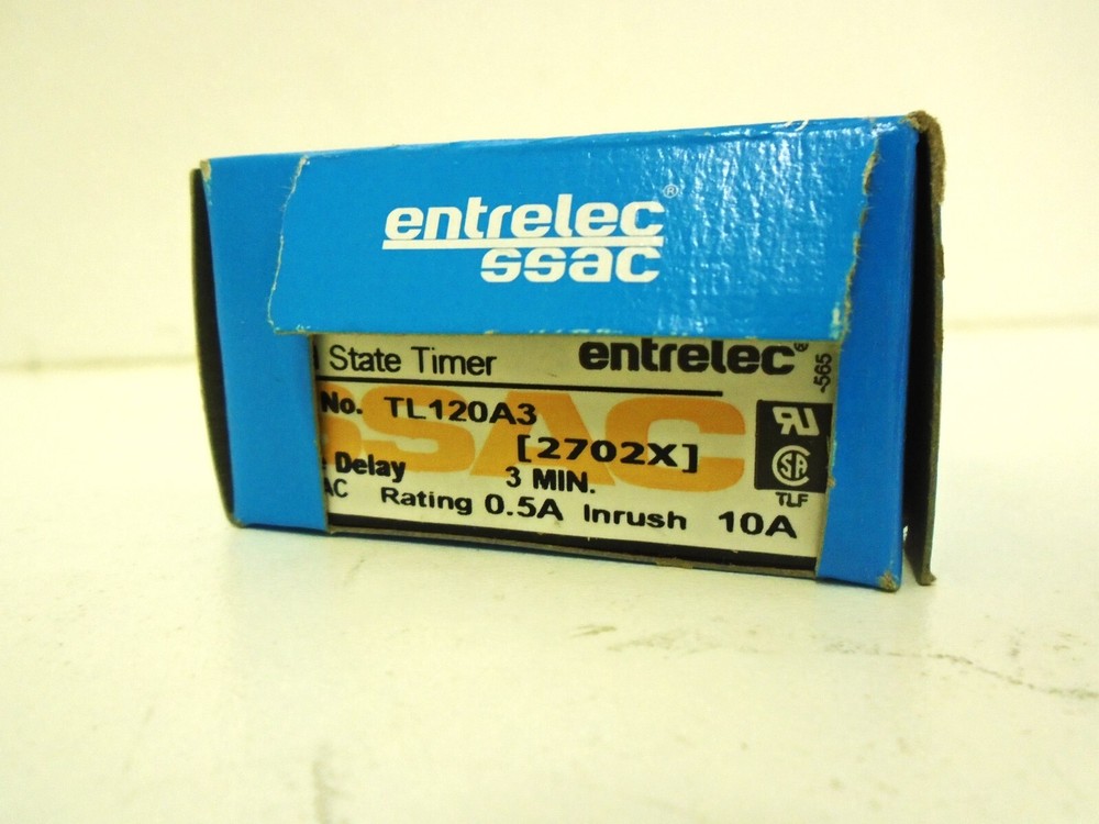*NEW* SSAC / ENTRELEC TL120A3 SOLID STATE TIMER 3-MIN TIME DELAY 10A 120VAC