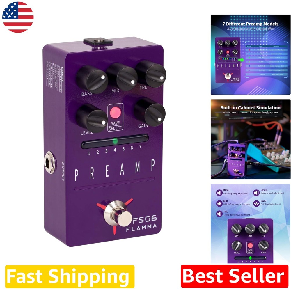 FS06 Digital Preamp Pedal - 7 Models, Cabinet Simulation, 9V, 1/4" Audio
