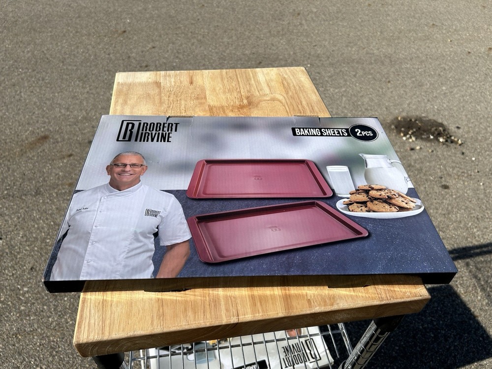 Robert Irvine 2-Piece Baking Sheets set in red NIB