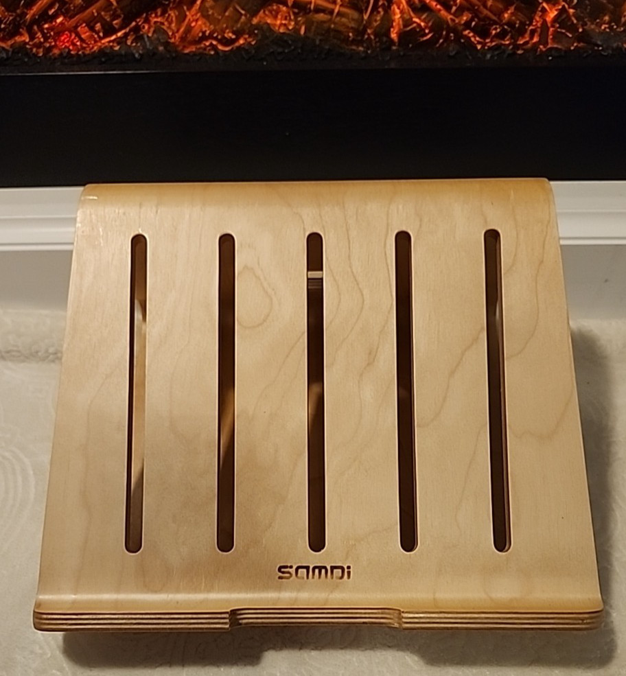 SAMDI Bamboo Tablet Laptop Riser Stand Heat Vent Plus Keyboard Storage