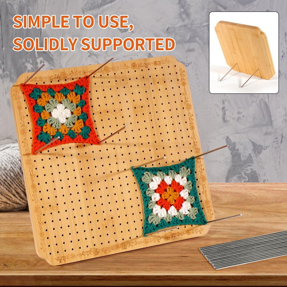 12.5 in Blocking Boards for Crochet Projects with Rose Pattern, Crochet Block...