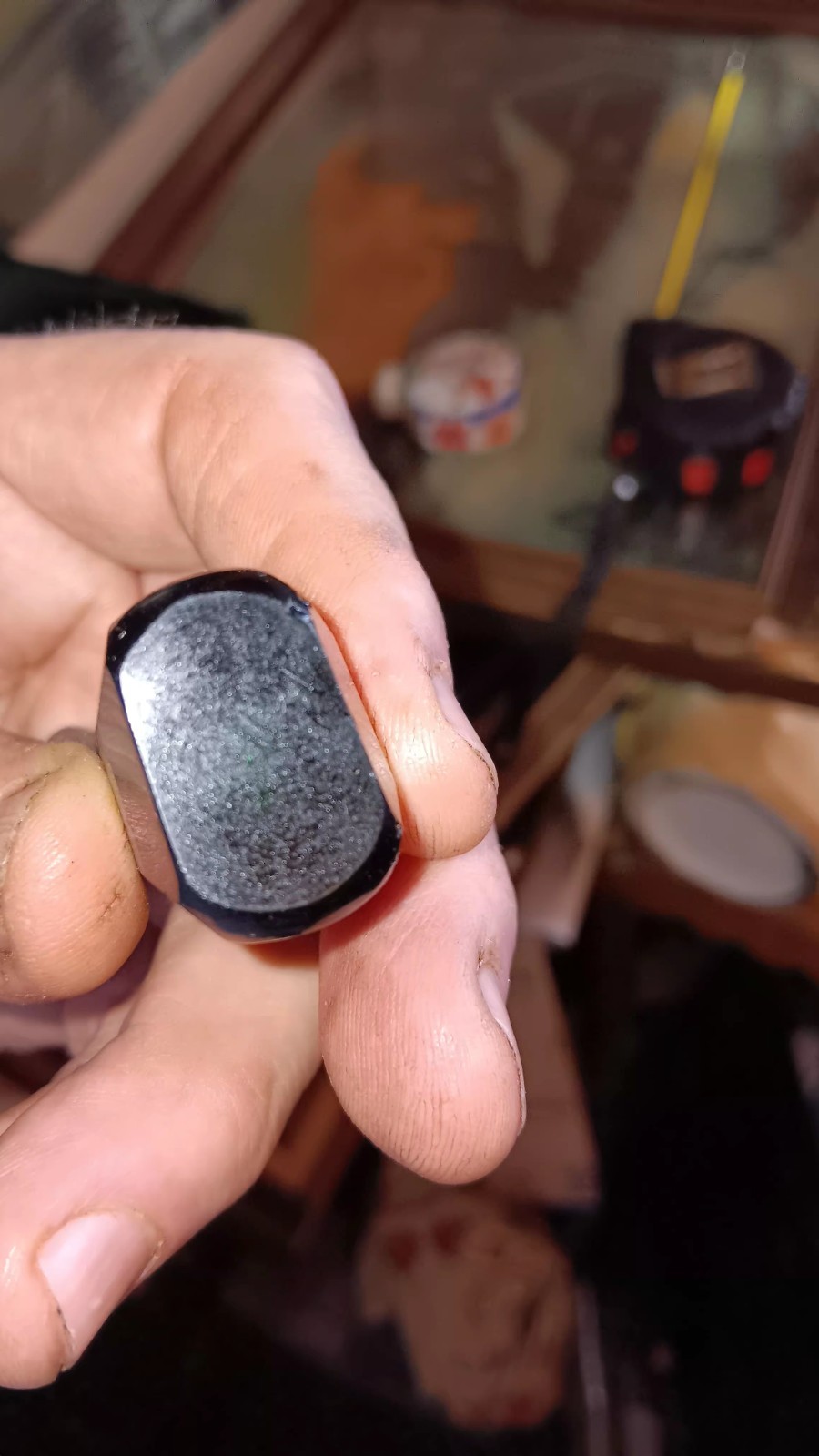 Antique Green Faceted Glass And Sterling Scent Bottle