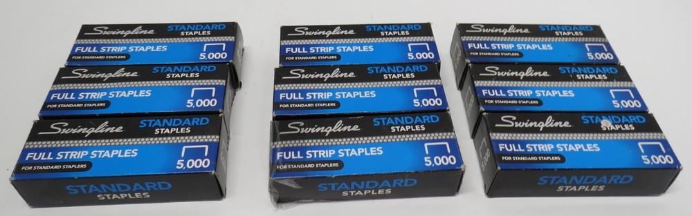 Nine Boxes of Swingline ¼” Staples - 210 Staples per strip